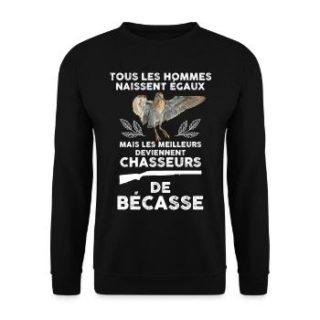 Bécasse chasse et chasseur passionné humour papy - Sweat-shirt Unisexe - noir - Devant - Alina (178cm) & Michal (187cm)