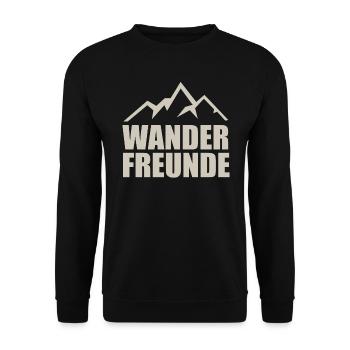 Wanderfreunde, Berg Silhouette. Hobby und Freizeit - Unisex Pullover - Schwarz - Vorne - Alina (178cm) & Michal (187cm)