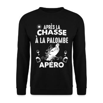 Chasse à la palombe - Sweat-shirt Unisexe - noir - Devant - Alina (178cm) & Michal (187cm)