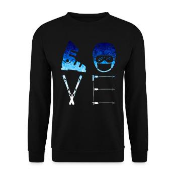 LOVE - SKI - blue Snow Edition *** - Unisex Sweatshirt - black - Front - Alina (178cm) & Michal (187cm)