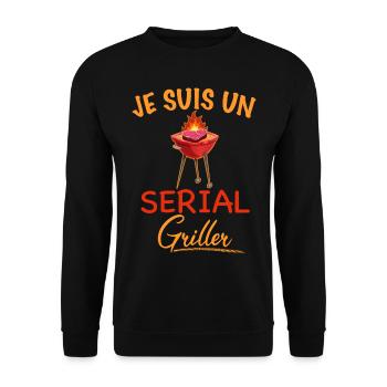Serial Griller la série barbecue humour vacances - Sweat-shirt Unisexe - noir - Devant - Alina (178cm) & Michal (187cm)