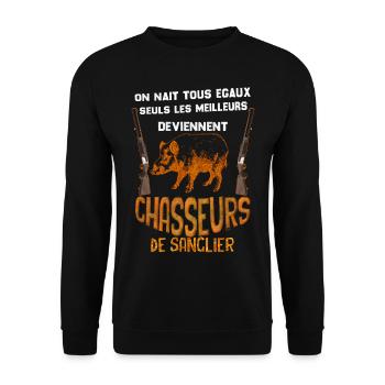 Chasseur De Sanglier Le Meilleur - Sweat-shirt Unisexe - noir - Devant - Alina (178cm) & Michal (187cm)