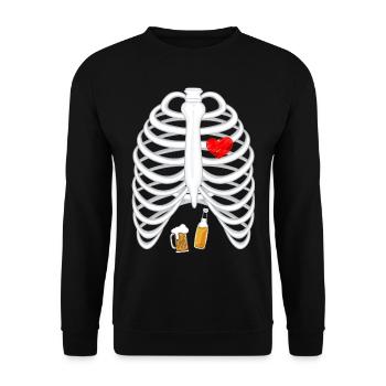 21 - Biere skeleton 2.png - Unisex Sweatshirt - black - Front - Alina (178cm) & Michal (187cm)