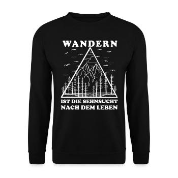 Wandern ist die Sehnsucht nach dem Leben - Berge - Unisex Pullover - Schwarz - Vorne - Alina (178cm) & Michal (187cm)