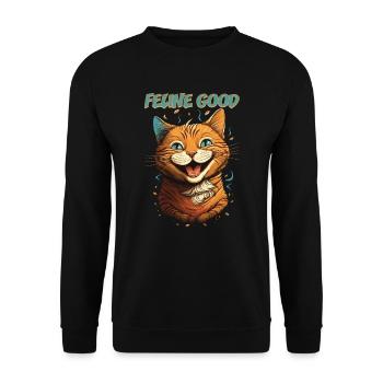 Feline Good Kitten - Purffect for Cat Lover - Unisex Sweatshirt - black - Front - Alina (178cm) & Michal (187cm)