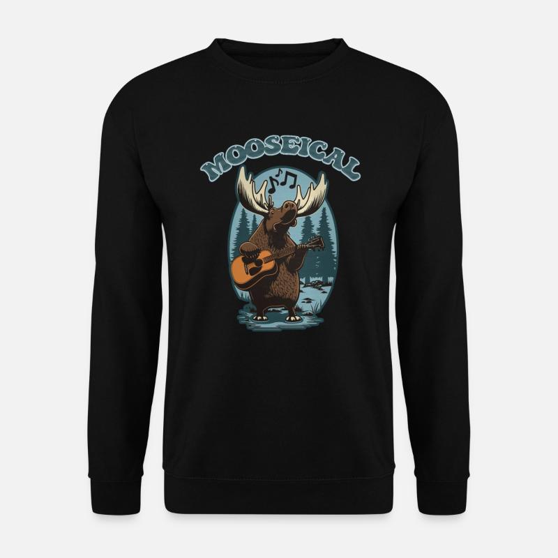 Mooseical - Moose musical avec guitare acoustique - Sweat-shirt Unisexe - noir