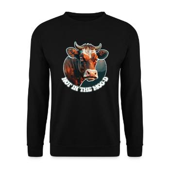 Not In The Mood - The Grumpy Farm Cow - Unisex Sweatshirt - black - Front - Alina (178cm) & Michal (187cm)