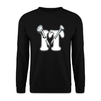 Überflieger - im wahrsten Sinne des Wortes auf den Punkt gebracht - Unisex Pullover - Schwarz - Vorne - Alina (178cm) & Michal (187cm)
