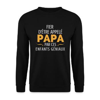 Papa par ces enfants géniaux cadeau personnalisé - Sweat-shirt Unisexe - noir - Devant - Alina (178cm) & Michal (187cm)