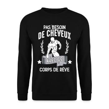 Moi je n'ai pas de cheveux cadeau homme - Sweat-shirt Unisexe - noir - Devant - Alina (178cm) & Michal (187cm)