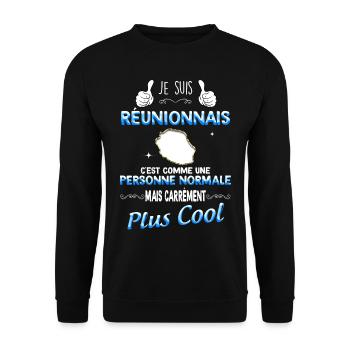 Pour Mon réunionnais Cool et Drôle Cadeau Homme - Sweat-shirt Unisexe - noir - Devant - Alina (178cm) & Michal (187cm)