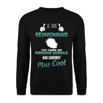 Homme la Réunion Le Réunionnais Cool C'est Le Mien - Sweat-shirt Unisexe - noir - Devant - Alina (178cm) & Michal (187cm)