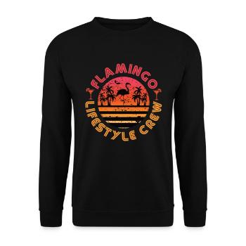 Flamingo Lifestyle Crew - Unisex Pullover - Schwarz - Vorne - Alina (178cm) & Michal (187cm)
