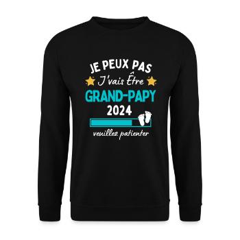 Je peux pas j'vais être Grand-Papy 2024 Futur Papi - Sweat-shirt Unisexe - noir - Devant - Alina (178cm) & Michal (187cm)