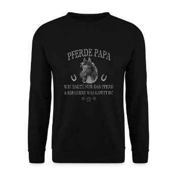 Pferde Papa kümmert sich ums Pferd für die Tochter - Unisex Pullover - Schwarz - Vorne - Alina (178cm) & Michal (187cm)