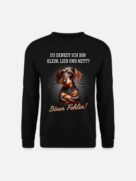 Klein, lieb und nett? Böser Fehler! - Dackel - Unisex Pullover - Schwarz