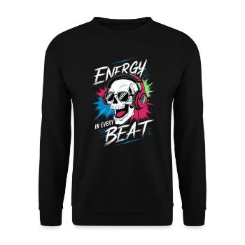 Totenkopf mit Kopfs - Energy in every beat - Unisex Sweatshirt - black - Front - Alina (178cm) & Michal (187cm)