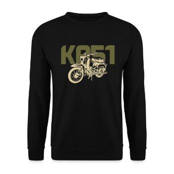 Ostmoped KR51 Retro Tuning Kult DDR Schwalbe Mofa - Unisex Pullover - Schwarz - Vorne - Alina (178cm) & Michal (187cm)