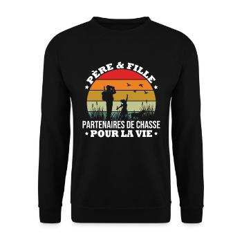 Chasse : Père et Fille Partenaires - Sweat-shirt Unisexe - noir - Devant - Alina (178cm) & Michal (187cm)