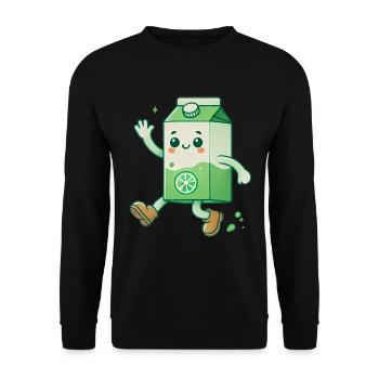 Cartoon Juice Box Character Design - Unisex Sweatshirt - black - Front - Alina (178cm) & Michal (187cm)
