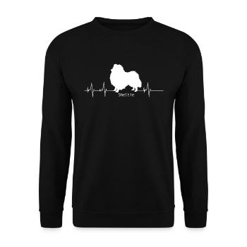 SHELTIE SHETLAND SHEEPDOG HUND HEARTBEAT GESCHENK - Unisex Pullover - Schwarz - Vorne - Alina (178cm) & Michal (187cm)