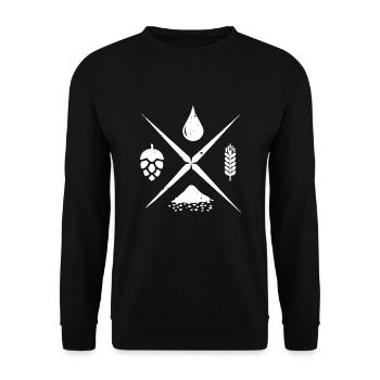 Wasser Gerste Hopfen und Hefe Geschenk - Unisex Pullover - Schwarz - Vorne - Alina (178cm) & Michal (187cm)