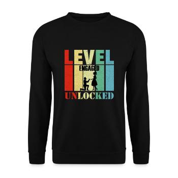 Proposition de mariage Mariage Niveau Nerd Gift - Sweat-shirt Unisexe - noir - Devant - Alina (178cm) & Michal (187cm)
