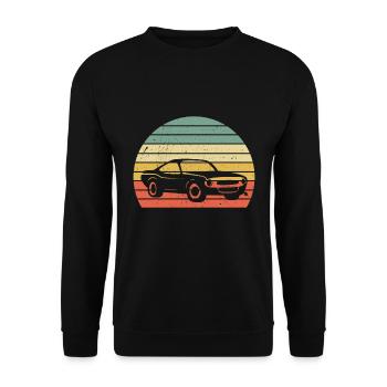 Classic Vintage Car V8 Muscle Car Geschenk - Unisex Pullover - Schwarz - Vorne - Alina (178cm) & Michal (187cm)