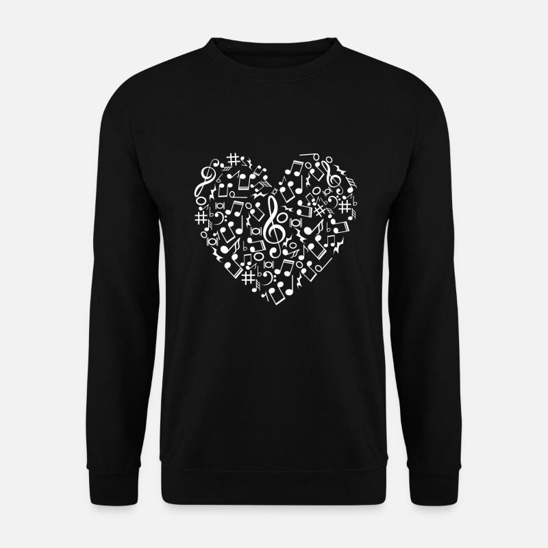 Liebe Herz musikalische Symbole Geschenk - Unisex Pullover - Schwarz