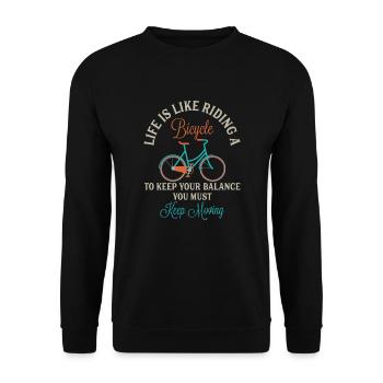 Bicycle Motivation Spruch Fahrrad Geschenk - Unisex Pullover - Schwarz - Vorne - Alina (178cm) & Michal (187cm)