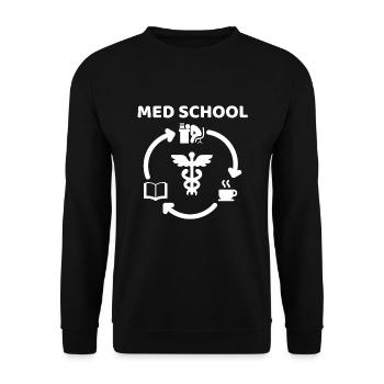 Medizin Studium Student Kaffee Geschenk - Unisex Pullover - Schwarz - Vorne - Alina (178cm) & Michal (187cm)