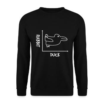 Graphismes Hasse Ente Illusion Illusion De Maths - Sweat-shirt Unisexe - noir - Devant - Alina (178cm) & Michal (187cm)