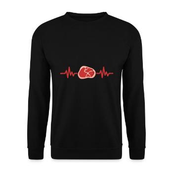 Fleisch Grillsaison Pulse Herzschlag Geschenk - Unisex Pullover - Schwarz - Vorne - Alina (178cm) & Michal (187cm)