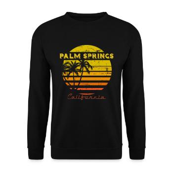 Palm Springs California Vintage Style Geschenk - Unisex Pullover - Schwarz - Vorne - Alina (178cm) & Michal (187cm)