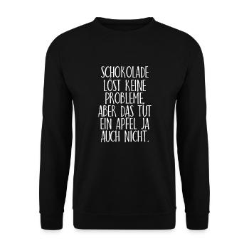 Schokolade löst keine Probleme Geschenk - Unisex Pullover - Schwarz - Vorne - Alina (178cm) & Michal (187cm)