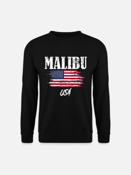 USA Fahne Malibu Urlaub Sommer Geschenk - Unisex Pullover - Schwarz