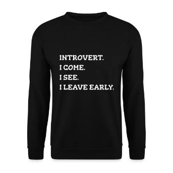 Introvert Introvert Gift Saying - Unisex Sweatshirt - black - Front - Alina (178cm) & Michal (187cm)