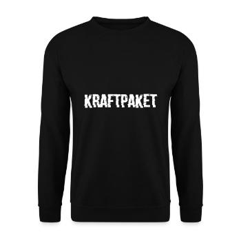 Kraftpaket Muskelaufbau Fitness Geschenk - Unisex Pullover - Schwarz - Vorne - Alina (178cm) & Michal (187cm)