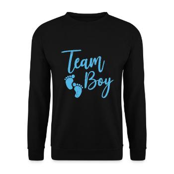 Team Boy Baby Geschenk - Unisex Pullover - Schwarz - Vorne - Alina (178cm) & Michal (187cm)