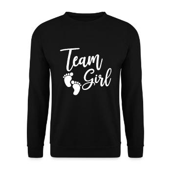 Team Girl Baby Geschenk - Unisex Pullover - Schwarz - Vorne - Alina (178cm) & Michal (187cm)