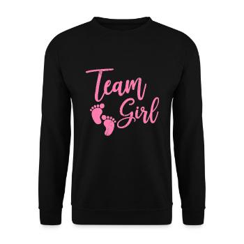 Team Girl Baby Geschenk - Unisex Pullover - Schwarz - Vorne - Alina (178cm) & Michal (187cm)