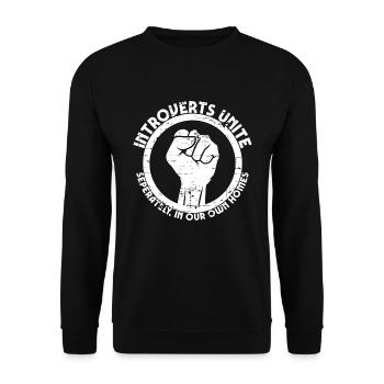 Introverts Unite Introvert Geschenk - Unisex Pullover - Schwarz - Vorne - Alina (178cm) & Michal (187cm)
