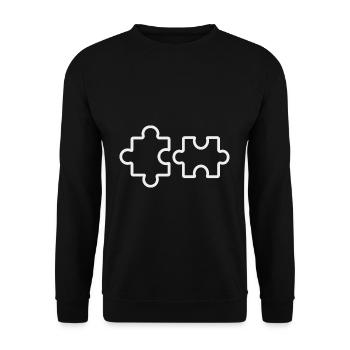 Zwei Puzzleteile - Unisex Pullover - Schwarz - Vorne - Alina (178cm) & Michal (187cm)