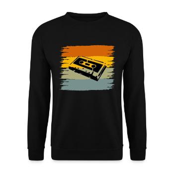 Vintage 80s 90s Retro Cassette Tape - Unisex Pullover - Schwarz - Vorne - Alina (178cm) & Michal (187cm)