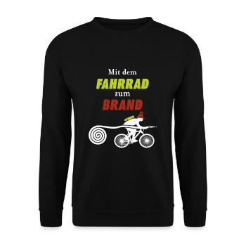 Mit dem Fahrrad zum Brand - Unisex Pullover - Schwarz - Vorne - Alina (178cm) & Michal (187cm)