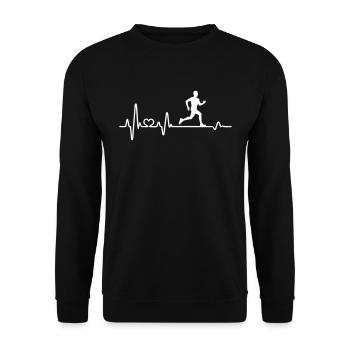 Jogger jogging heartbeat jogging fitness pulse EKG - Sweat-shirt Unisexe - noir - Devant - Alina (178cm) & Michal (187cm)