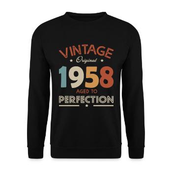 63 Jahre vintage 1958 Geburtstagsgeschenk 63 Jahre - Unisex Pullover - Schwarz - Vorne - Alina (178cm) & Michal (187cm)