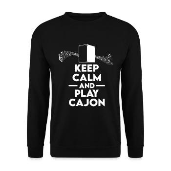 Cajon - Keep calm and play Cajon Player - Unisex Sweatshirt - black - Front - Alina (178cm) & Michal (187cm)