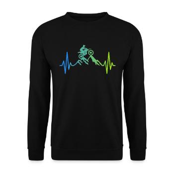 Motocross Herzschlag Supermoto Motorrad Motorsport - Unisex Pullover - Schwarz - Vorne - Alina (178cm) & Michal (187cm)