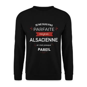 Je ne suis pas parfaite mais je suis alsacienne - Sweat-shirt Unisexe - noir - Devant - Alina (178cm) & Michal (187cm)